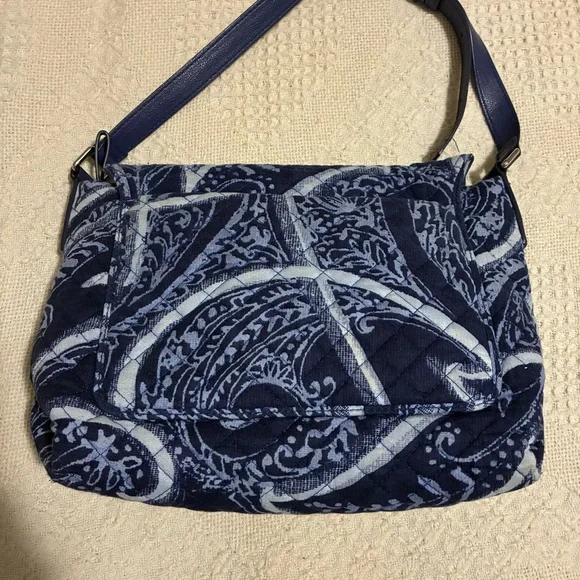 Vera Bradley Womens Adjustable Strap Lined Crossbody Bag Purse Blue Paisley - Picture 4 of 16